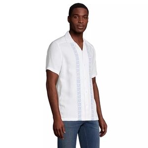 Lands' End Linen Button-Down Camp Organic Shirt - Men's L